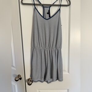 One Clothing Navy and White Striped Romper